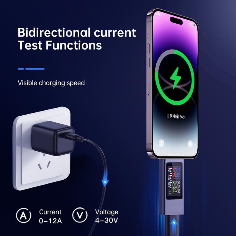 diymore USB C Power Meter Testers,USB-C Tester Color Screen,Digital Multimeter,Voltage Current Tester USB Battery Checker USB Voltage Current Voltmeter USB Mobile Testers USB Power Tester - Image 3